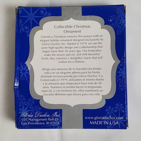 Gloria Duchin Mothers Heart Christmas Ornament Swarovski Elements Silver Ribbon - Picture 3 of 3